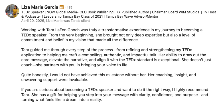 Liza Marie Garcia TEDx Testimonial