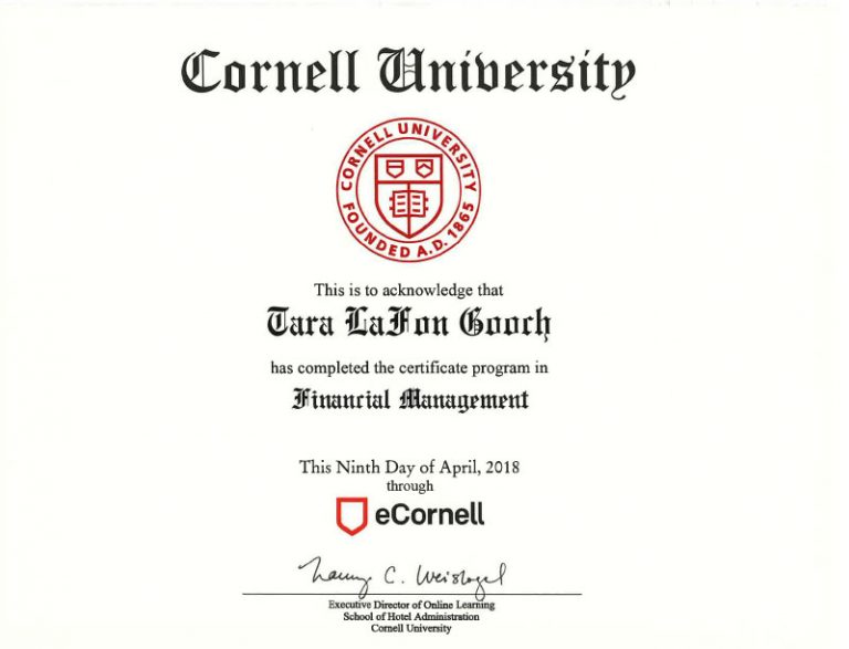 Certificate from Cornell University