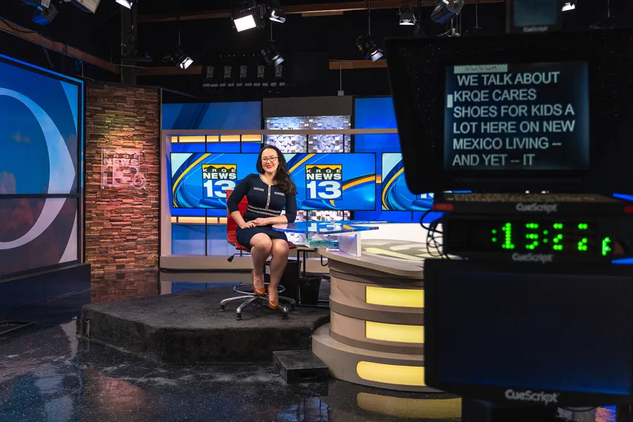 Tara on the KRQE News 13 set